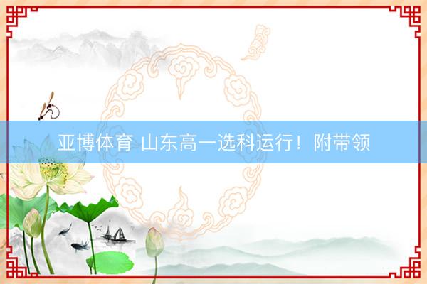 亚博体育 山东高一选科运行！附带领