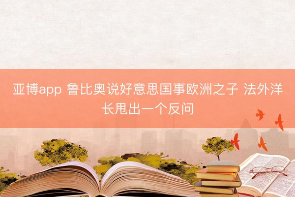 亚博app 鲁比奥说好意思国事欧洲之子 法外洋长甩出一个反问