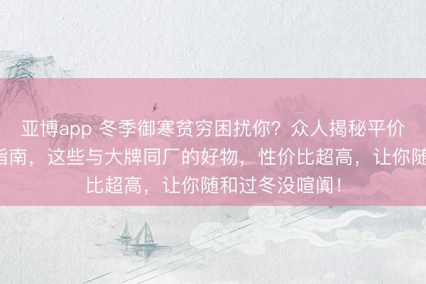 亚博app 冬季御寒贫穷困扰你？众人揭秘平价御寒装备避坑指南，这些与大牌同厂的好物，性价比超高，让你随和过冬没喧阗！