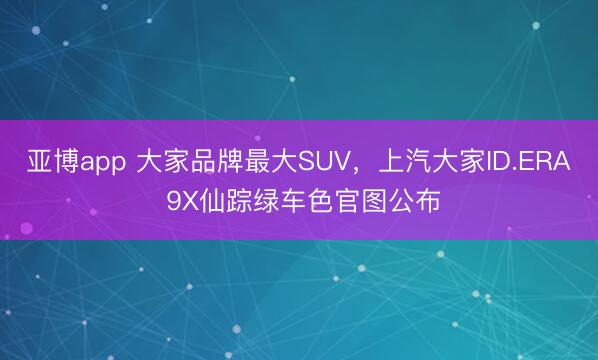 亚博app 大家品牌最大SUV，上汽大家ID.ERA 9X仙踪绿车色官图公布